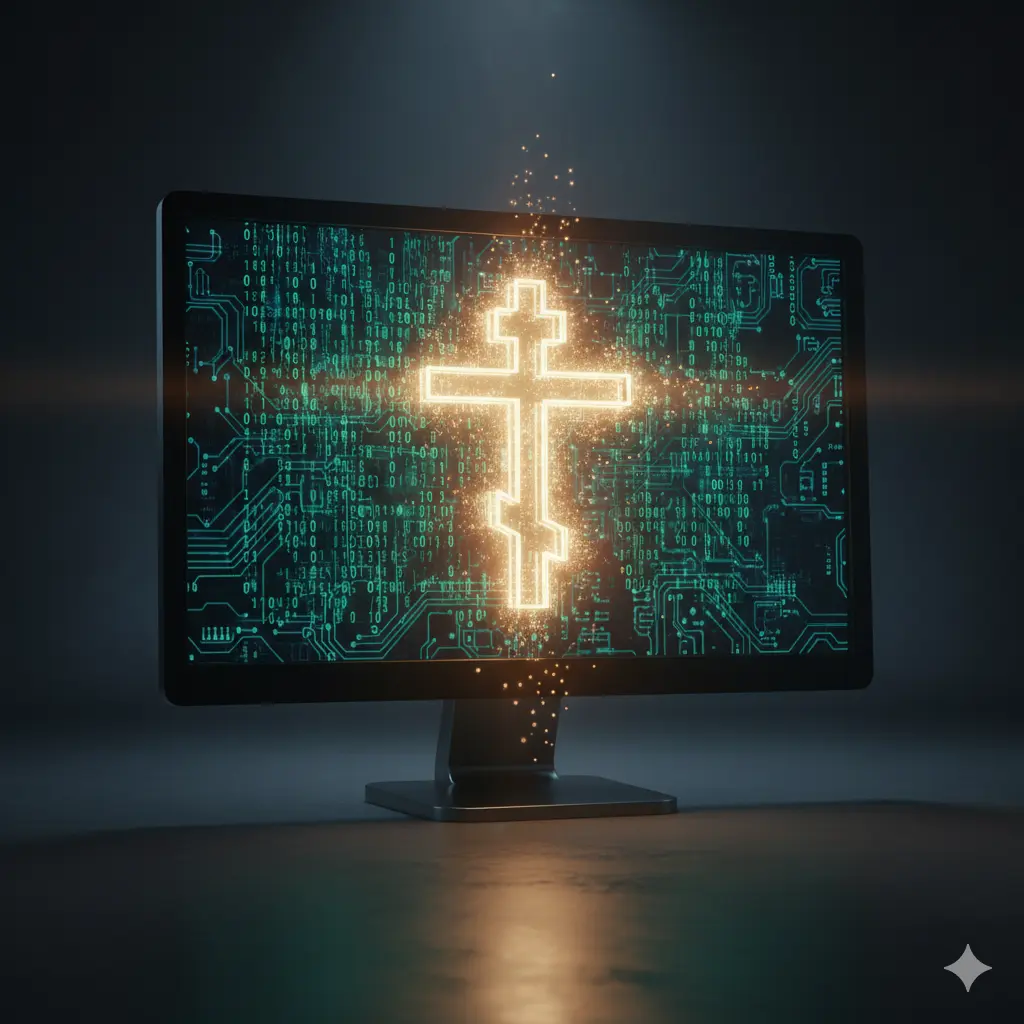 Памет и християнство – кръст сред дигитален фон