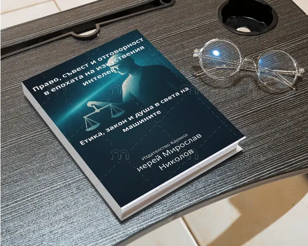 Корица на книгата Право, съвест и отговорност в епохата на изкуствения интелект