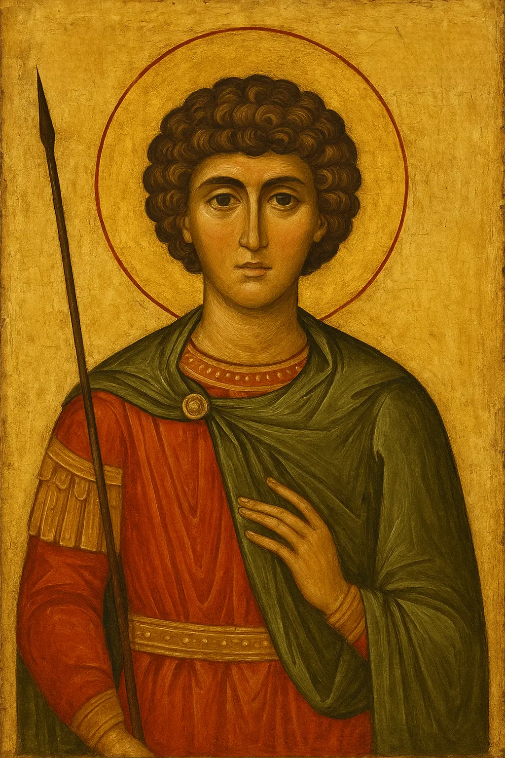 Ранновизантийски образ на Свети Георги – реконструкция на Самописаната икона от Зографската света обител.