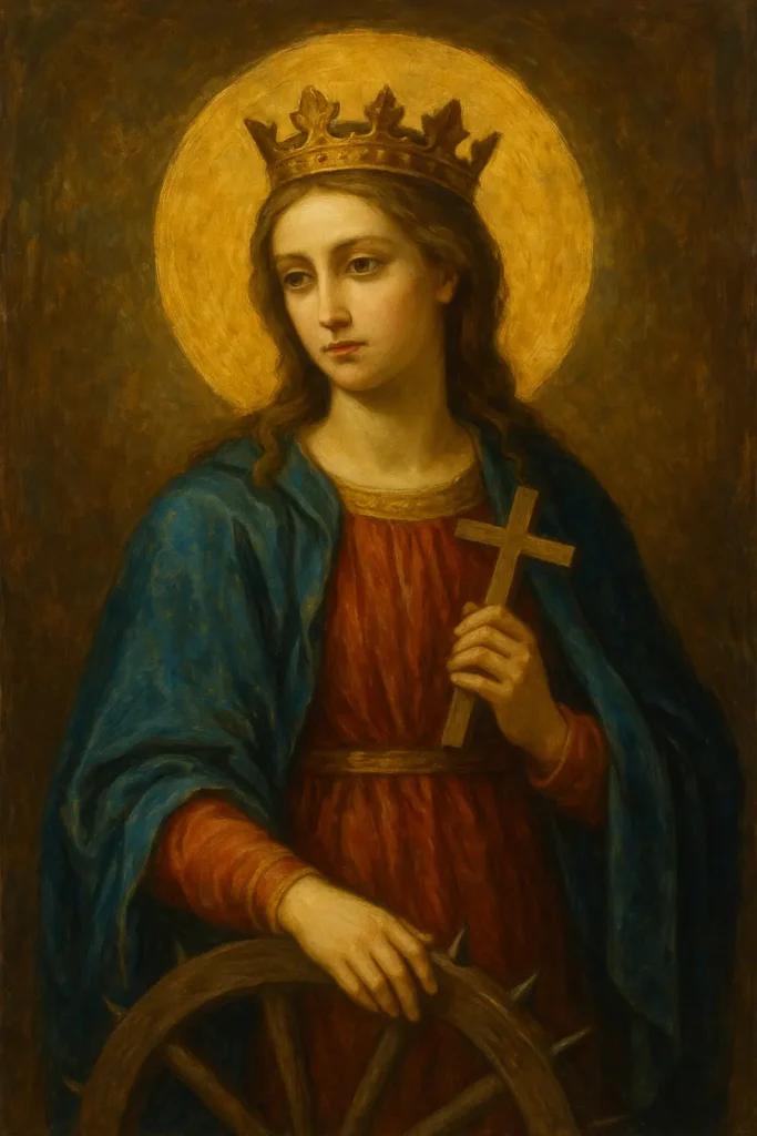 „Света великомъченица Екатерина – маслена живопис, символ на мъдростта и християнската вяра.“