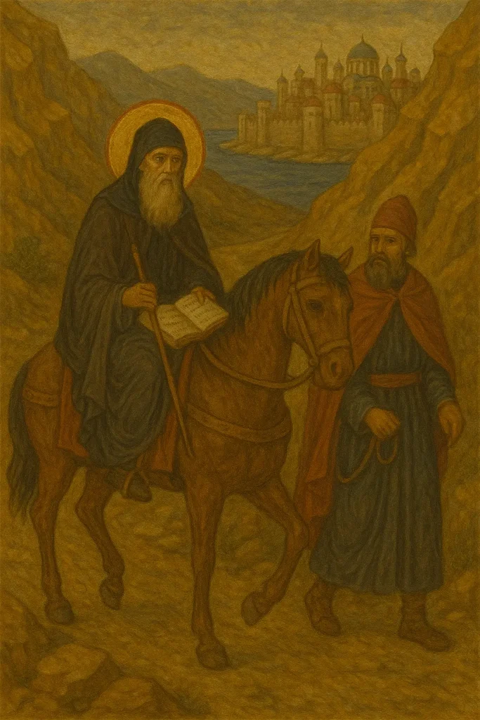 Последното пътуване на свети Теодосий Търновски към Константинопол.