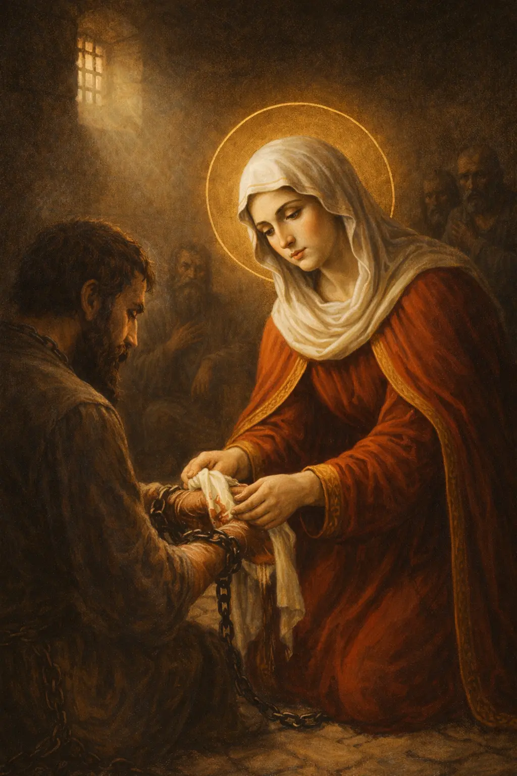 Света Анастасия Узорешителница служи на затворени християни в тъмница