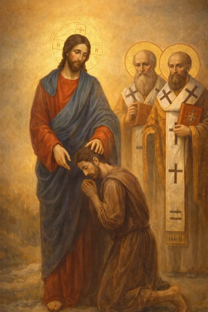 Христос изцелява прокажения, а Свети Атанасий Велики и Свети Кирил Александрийски свидетелстват за вярата и истината