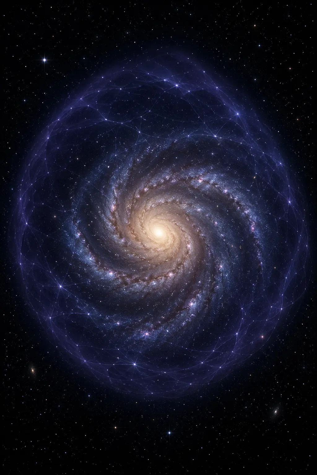 Тъмна материя около спирална галактика – невидим гравитационен ореол, който поддържа структурата на Вселената