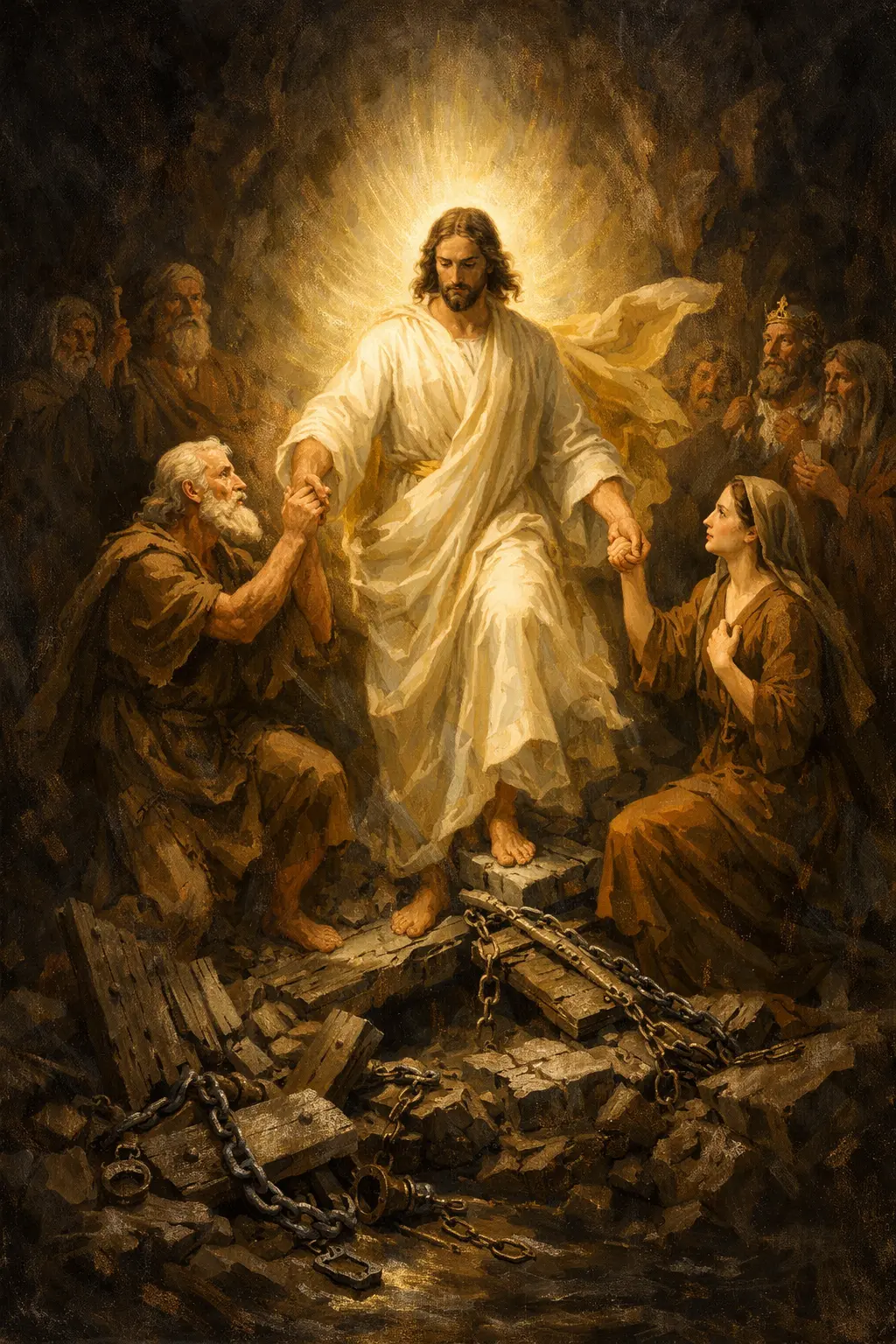 Христос слиза в ада и извежда Адам и Ева – Велика събота, православна иконография