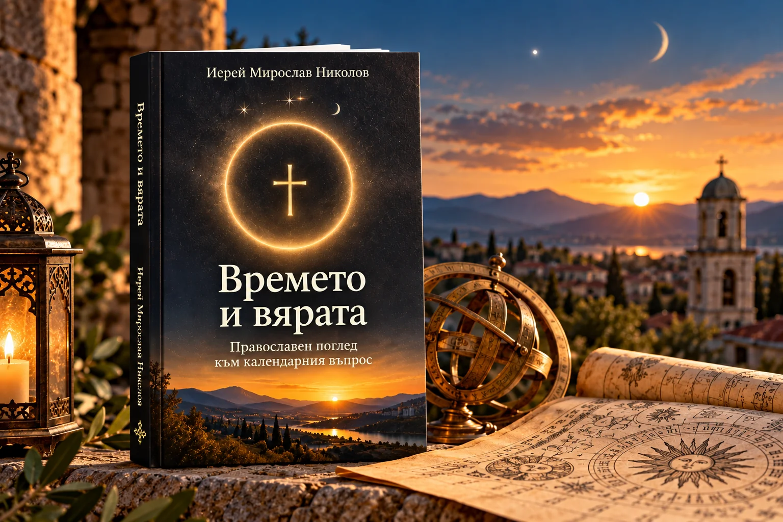 Книгата „Времето и вярата“ сред залез